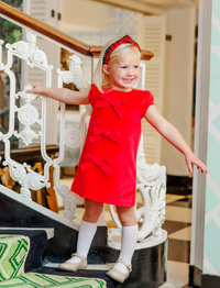 TBBC BETTS BOW DRESS RICHMOND RED VELVETEEN