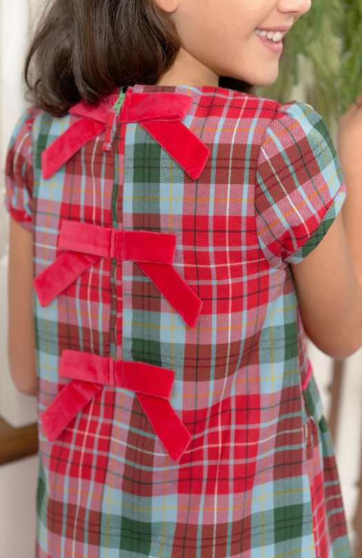 TBBC BETTS BOW DRESS WILSON PIER PLAID/RICHMOND RED