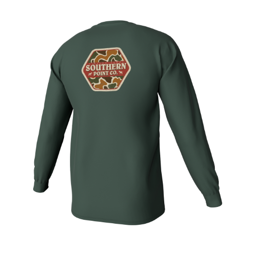 SOUTHERN POINT CO. YOUTH LS CAMO LONG SLEEVE DUCK GREEN