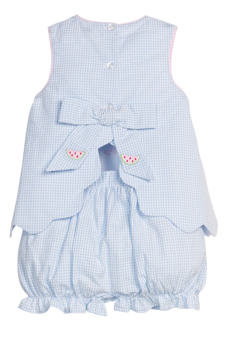 Little English Embroidered Bow Back Bloomer Set Watermelon