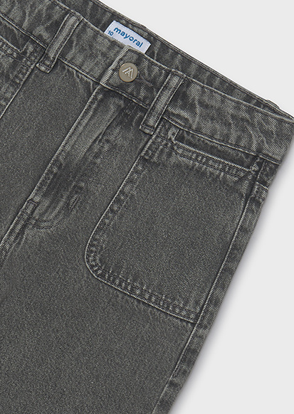 Mayoral Girls Relaxed Washed Black Denim Pant