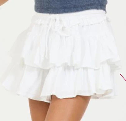 VINTAGE HAVANA WHITE RUFFLE MINI SKORT