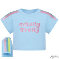 Sequin Totally Pretty Light Blue Boxy Tee