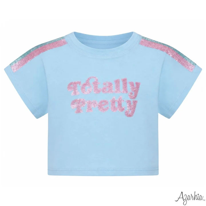 Sequin Totally Pretty Light Blue Boxy Tee