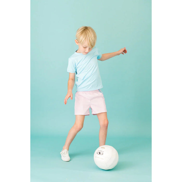 SET ATHLEISURE NATHAN SHORT PINK MINIGINGHAM COTTON CANDY BLUE