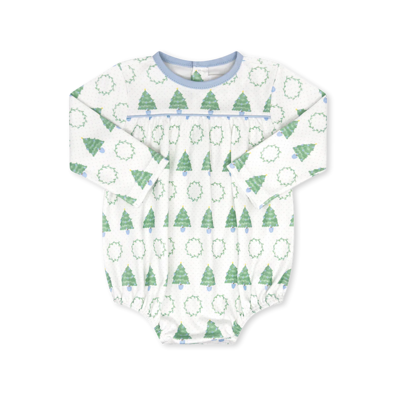 LULLABY SET MOTHER MAY I BUBBLE LONG SLEEVE OH CHRISTMAS TREE BLUE