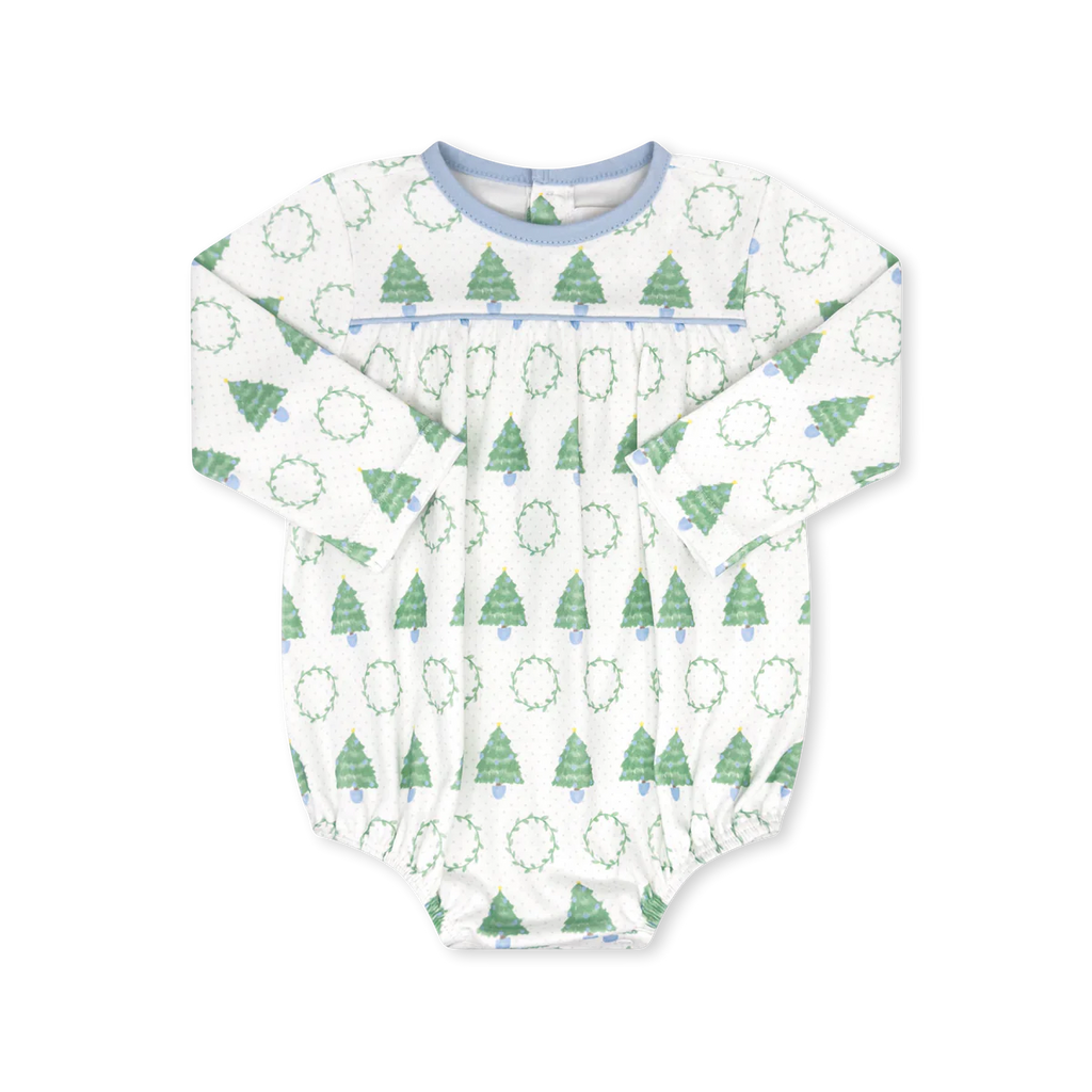 LULLABY SET MOTHER MAY I BUBBLE LONG SLEEVE OH CHRISTMAS TREE BLUE