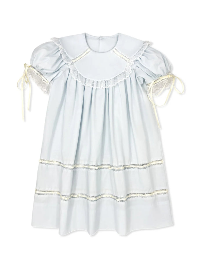 LULLABY SET DONAHUE DRESS BLESSINGS BLUE, ECRU