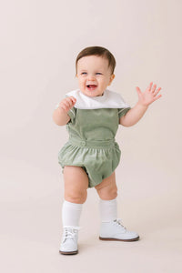 LULLABY SET CHRISTIAN BUTTON ON LEYLAND GREEN VELVET