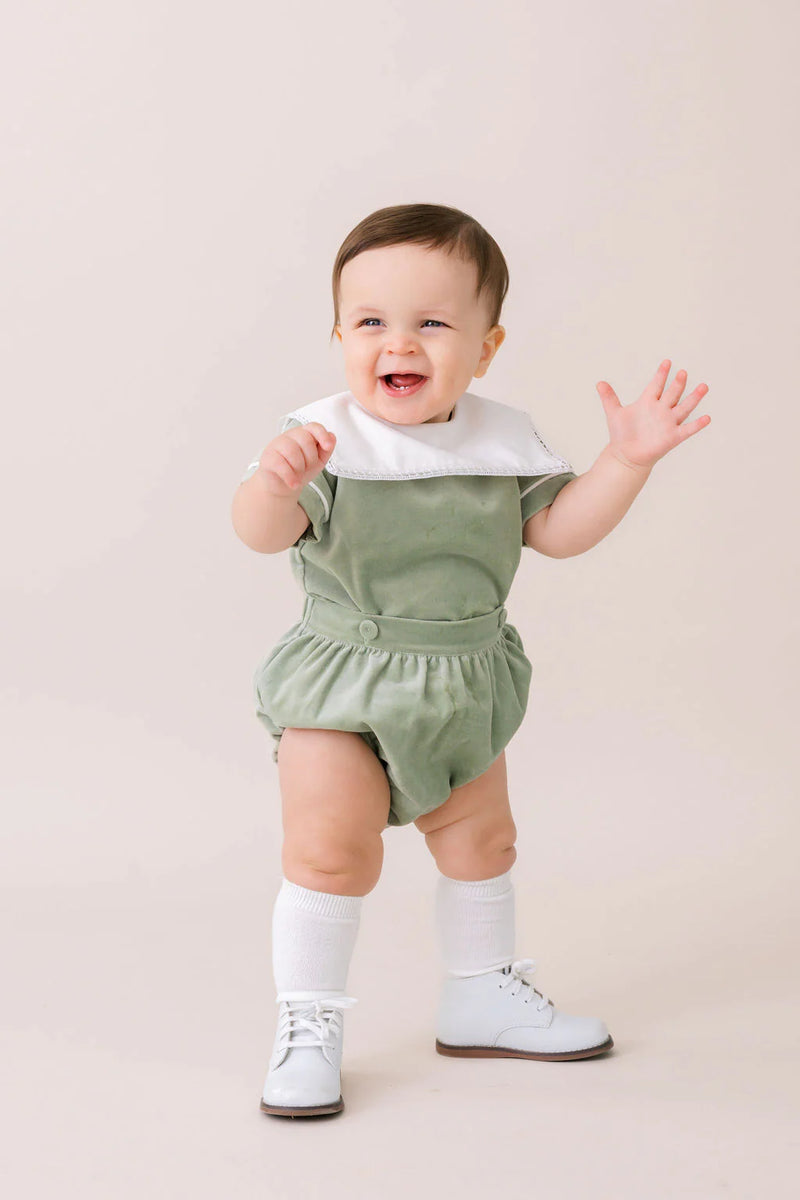 LULLABY SET CHRISTIAN BUTTON ON LEYLAND GREEN VELVET