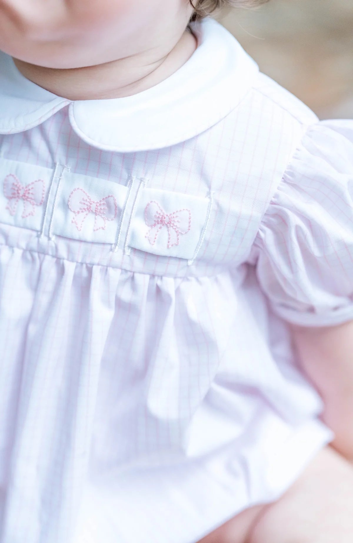 RUTH RIBBON BUBBLE CLASSIC PINK WINDOWPANE