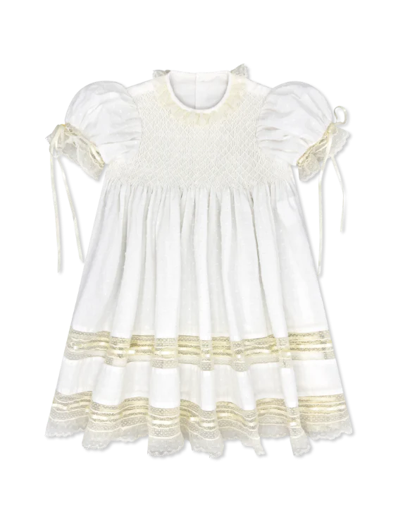 MARGARET DRESS SPRING WHITE SWISS DOT