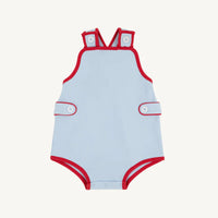 TBBC SKIPPER SUNSUIT BUCKHEAD BLUE WITH RICHMOND RED