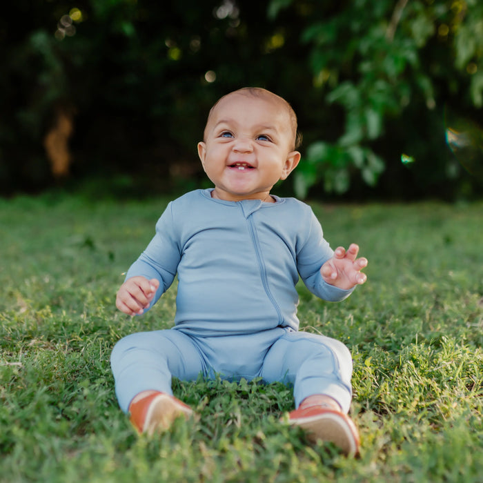 KYTE BABY ZIPPERED ROMPER SLATE