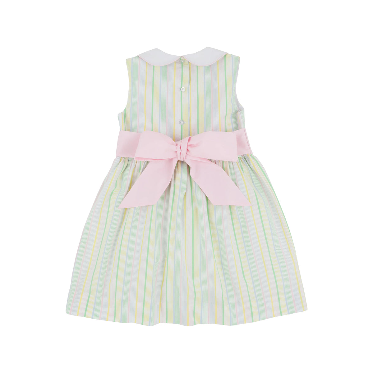 TBBC SLEEVELESS CINDY LOU SASH DRESS SANTA MARIA SEERSUCKER PALM BEACH PINK/WORTH AVENUE