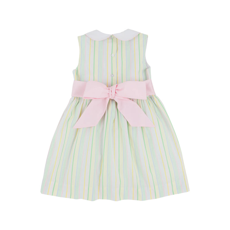 TBBC SLEEVELESS CINDY LOU SASH DRESS SANTA MARIA SEERSUCKER PALM BEACH PINK/WORTH AVENUE