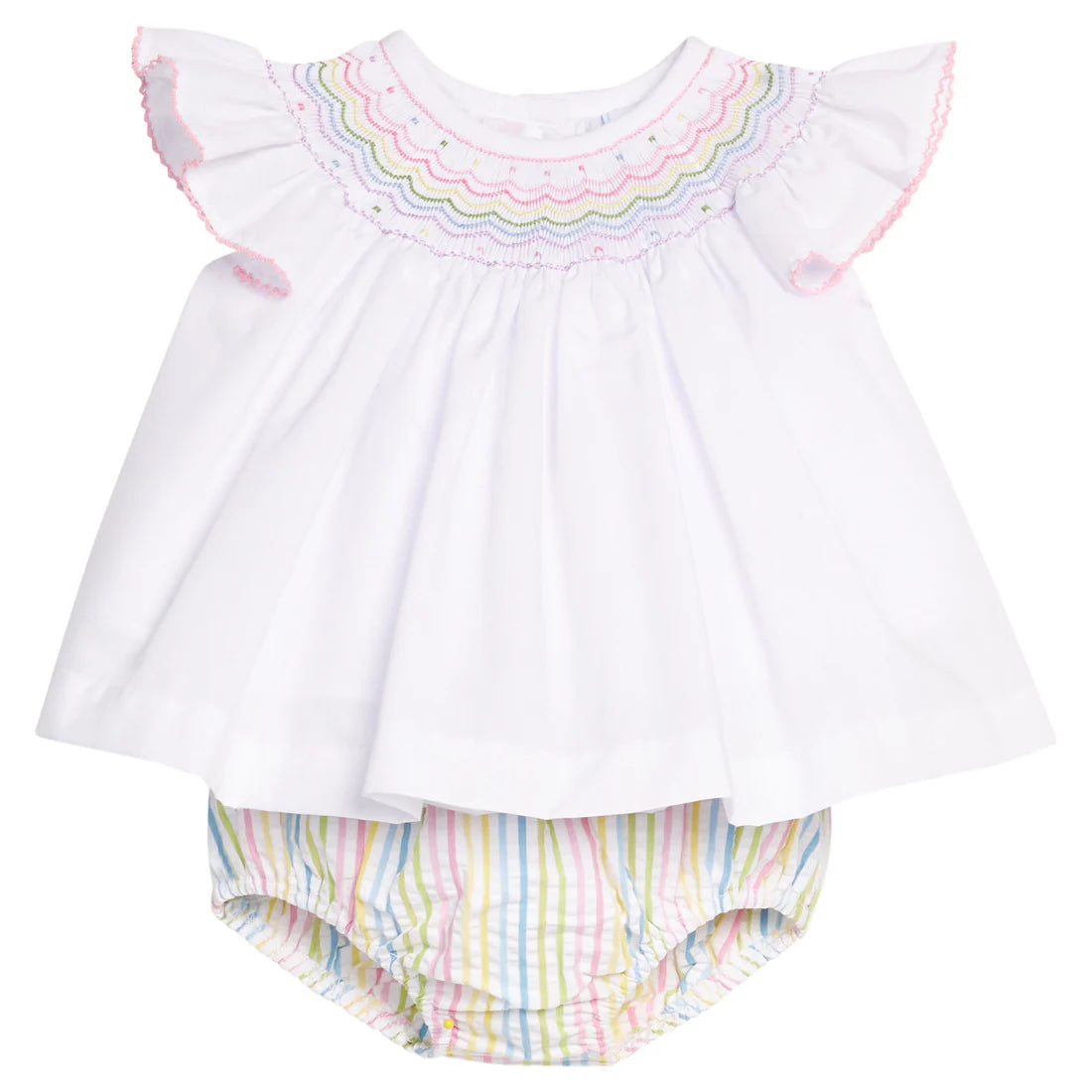 Smocked Bishop Diaper Set Rainbow