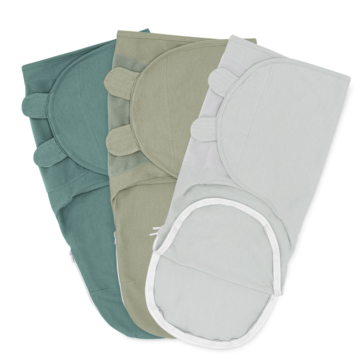 COMFY CUBS EASY SWADDLE WITH ZIPPER STONE/SAGE/AZUL