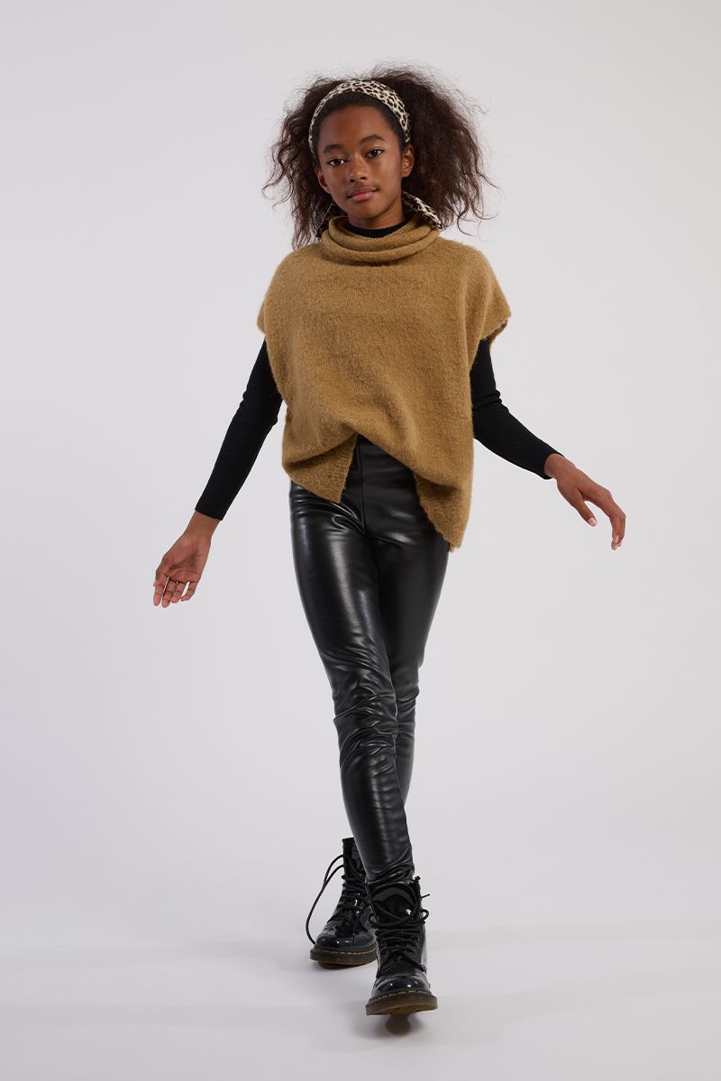 MOLLY BRACKEN SLEEVELESS TURTLE NECK PONCHO CAMEL