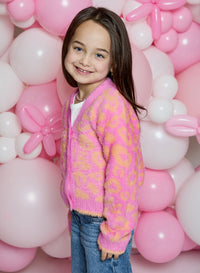 Design History Girls Pink Leopard Cardigan