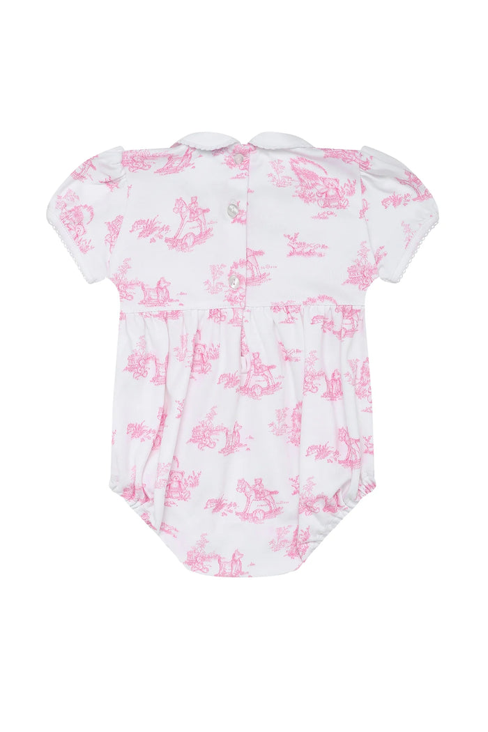 NELLAPIMA PINK BUNNY TOILE SMOCKED BUBBLE