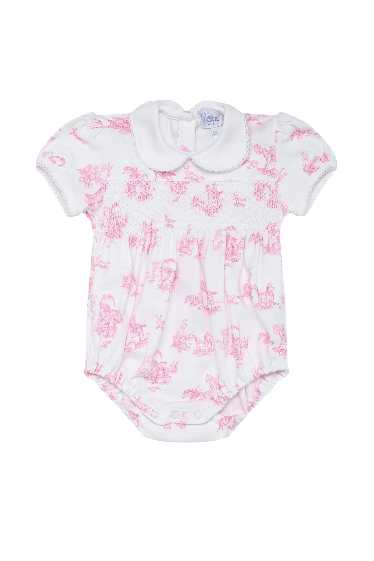 NELLAPIMA PINK BUNNY TOILE SMOCKED BUBBLE