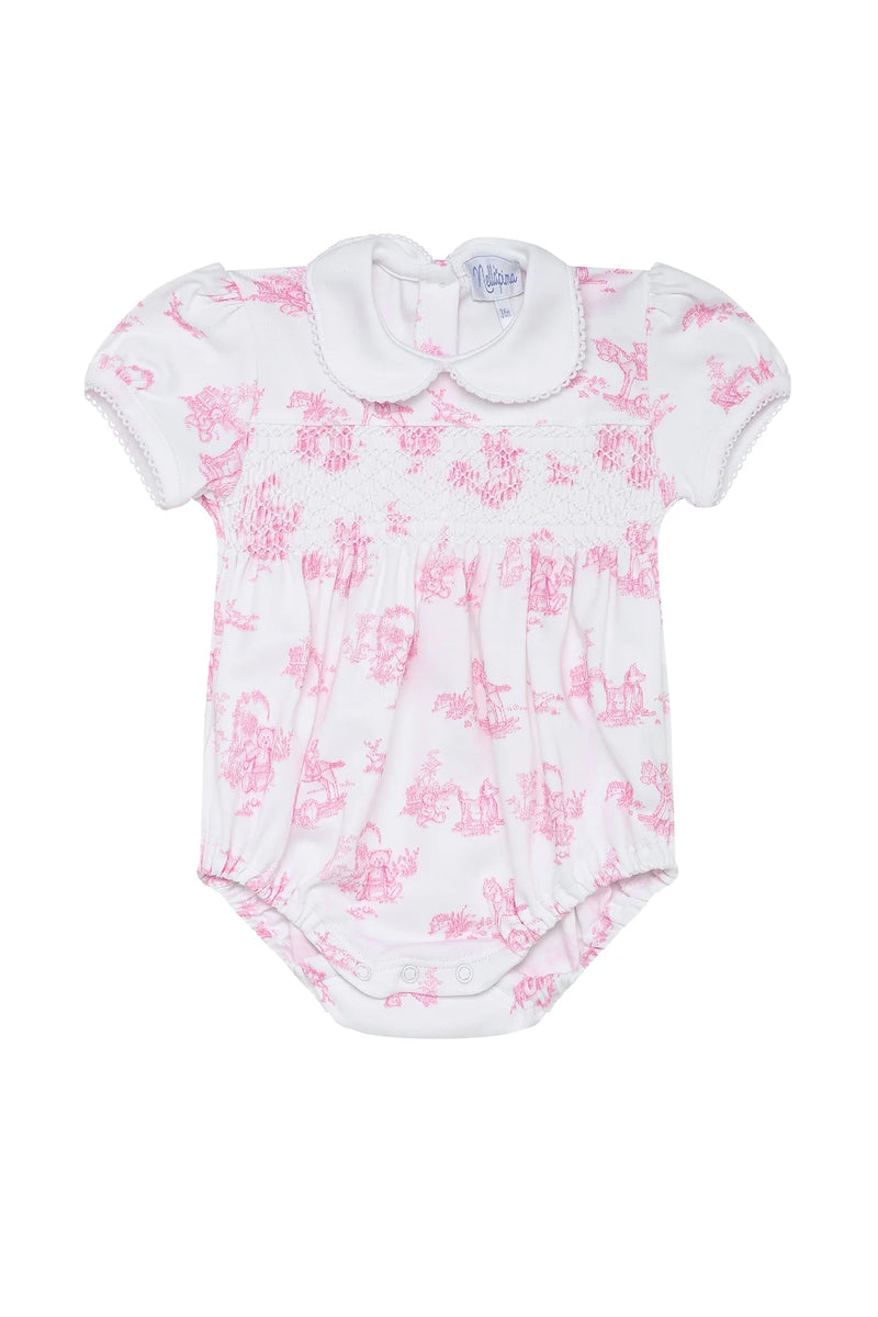 NELLAPIMA PINK BUNNY TOILE SMOCKED BUBBLE