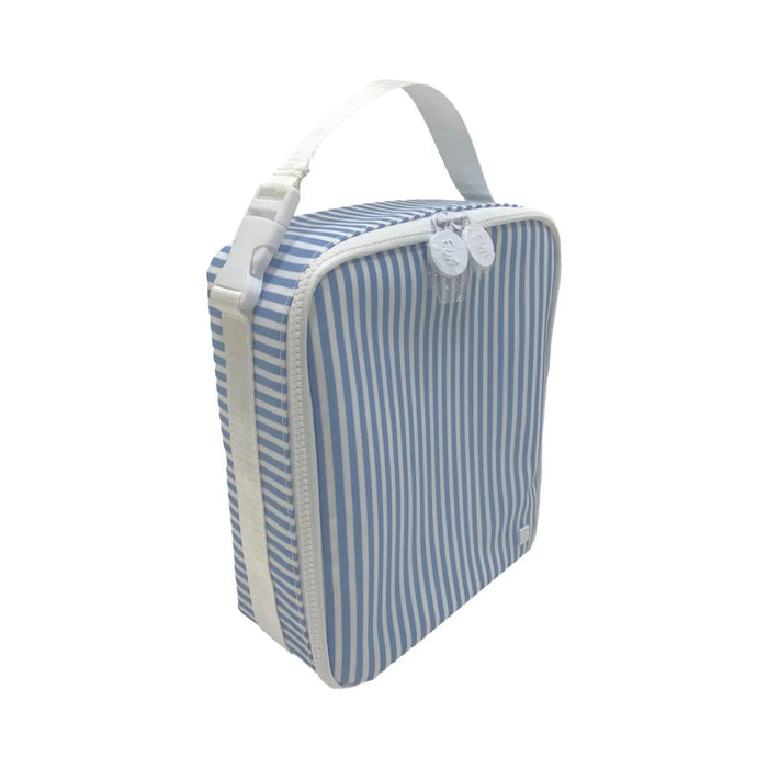 TRVL LUNCH BOX INSULATED LUNCH BAG PIMLICO STRIPE CHAMBRAY