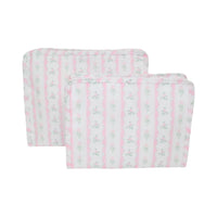 TRVL ROADIE LARGE ZIP POUCH RIBBON FLORAL PINK