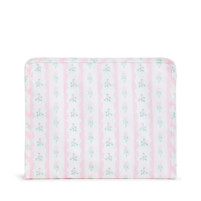 TRVL ROADIE LARGE ZIP POUCH RIBBON FLORAL PINK
