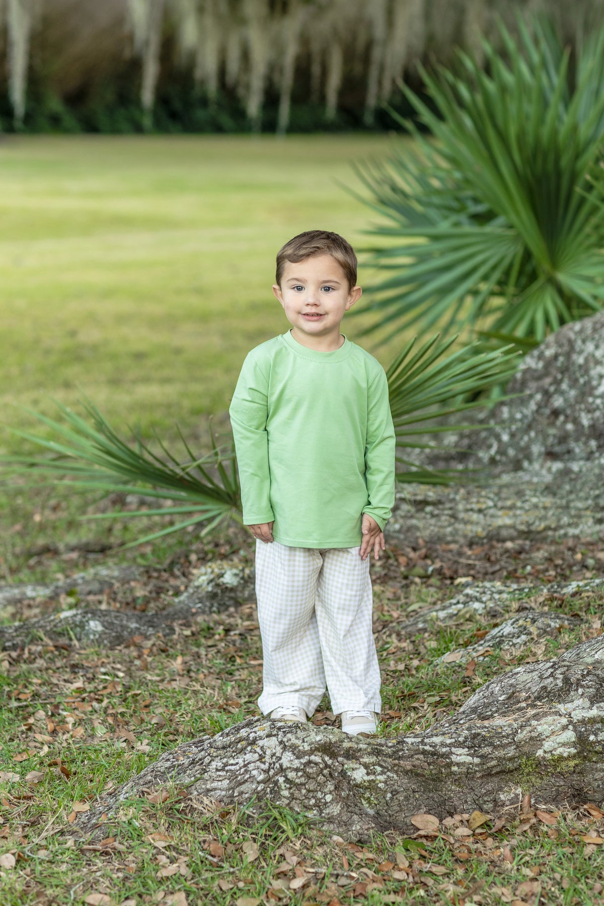 Miller Pant Set Khaki Gingham/Sage