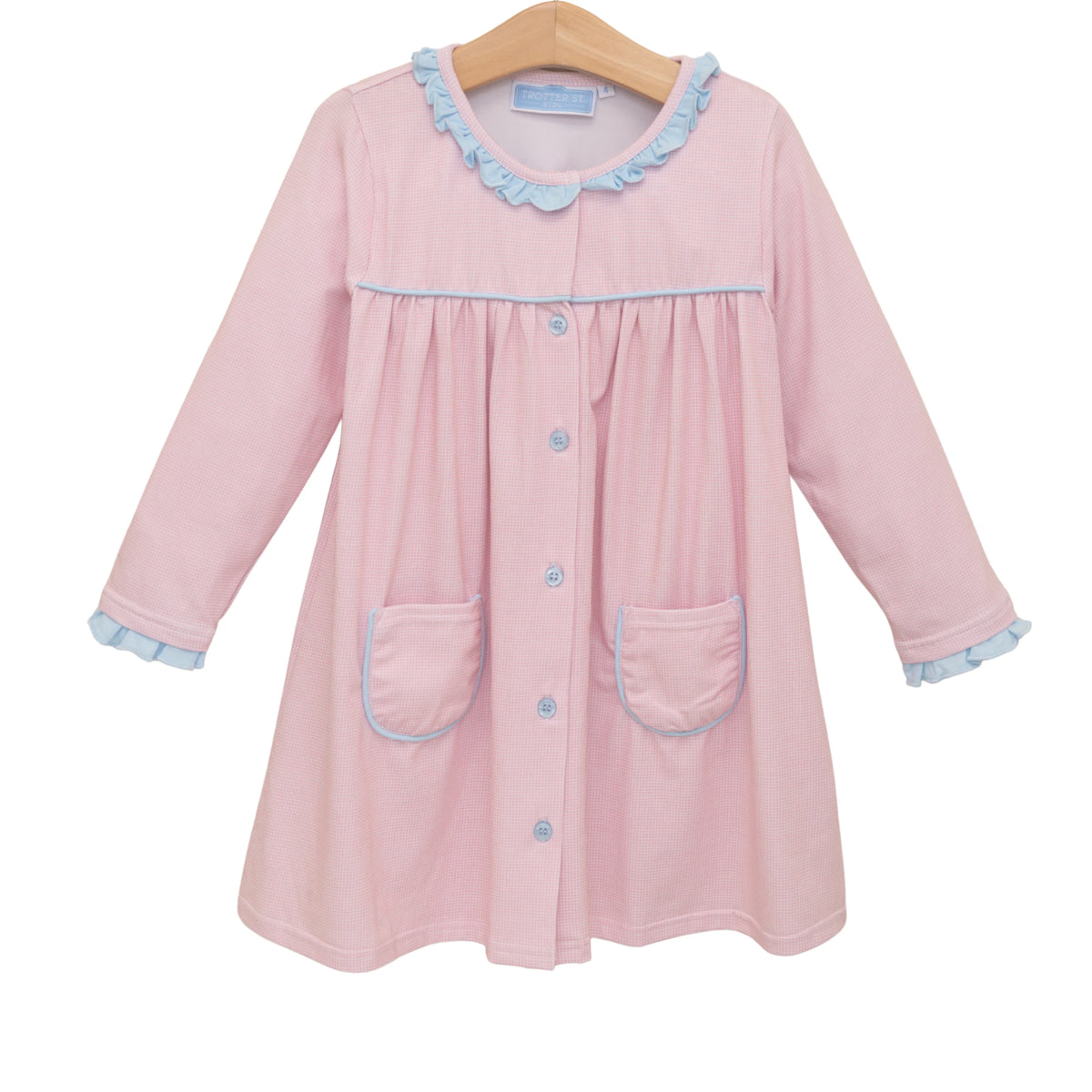 Amelia Dress Light Pink Microgingham/Light Blue