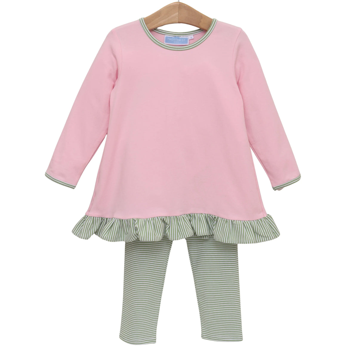 Mila Pant Set Green Stripe/Light Pink
