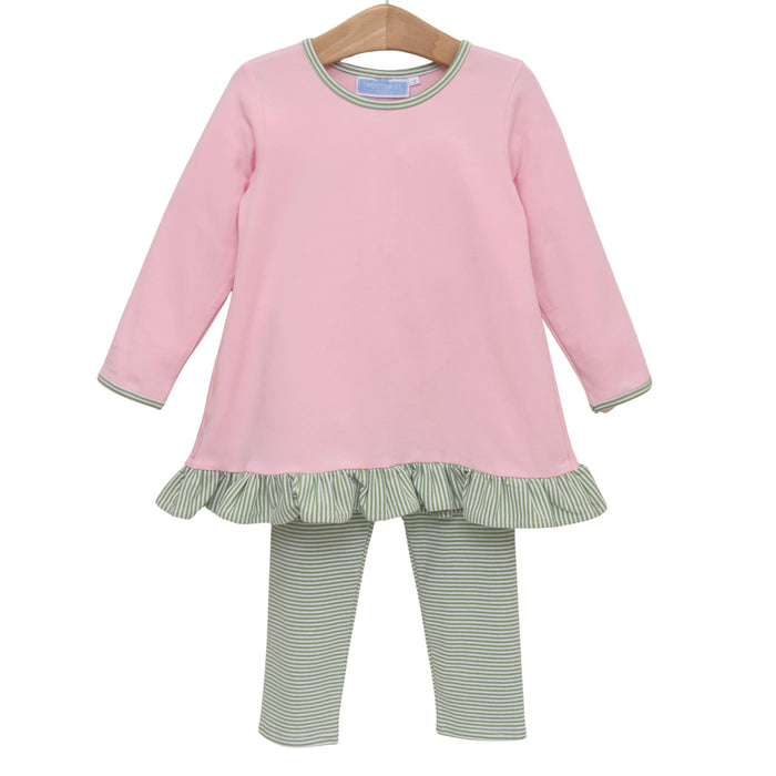 Mila Pant Set Green Stripe/Light Pink