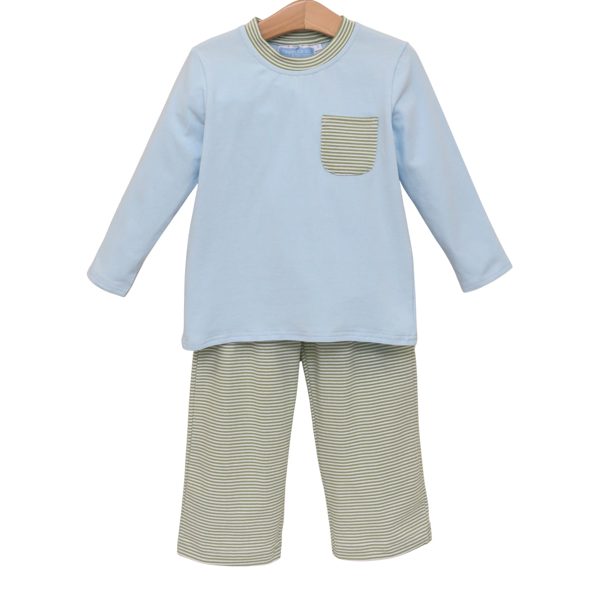 Preston Pant Set Green Stripe/Light Blue