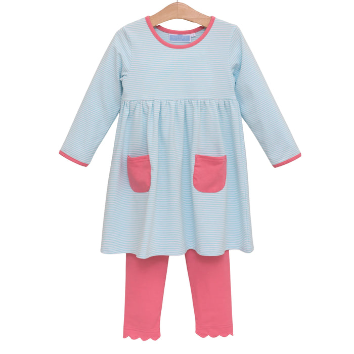 Annie Pant Set Mint Stripe/Pink