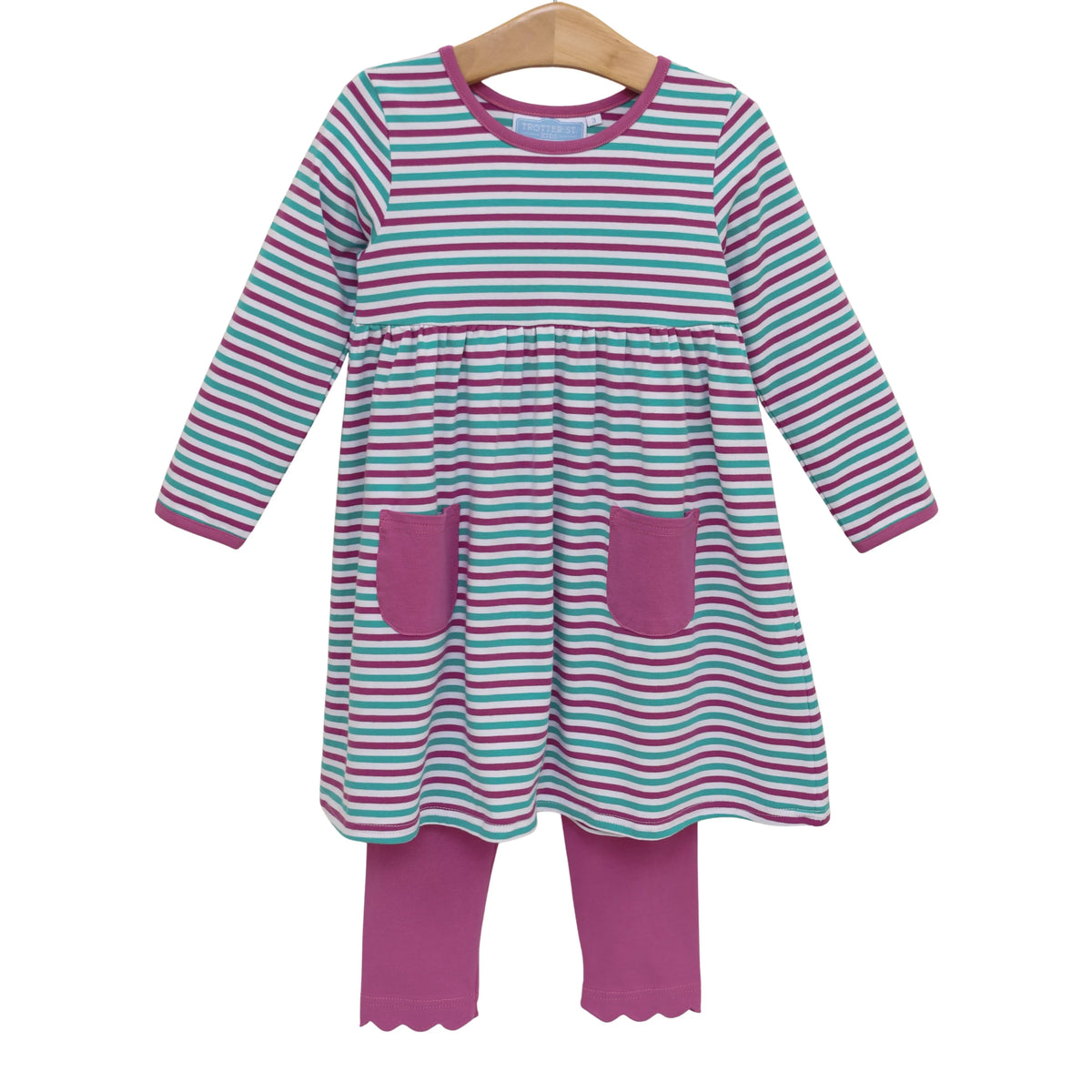 Annie Pant Set Teal & Plum Stripe