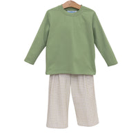 Miller Pant Set Khaki Gingham/Sage