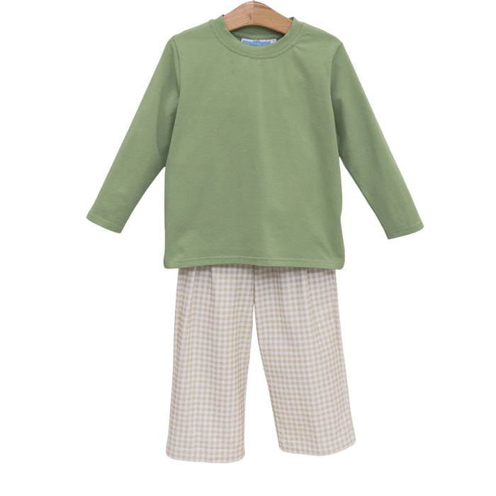 Miller Pant Set Khaki Gingham/Sage