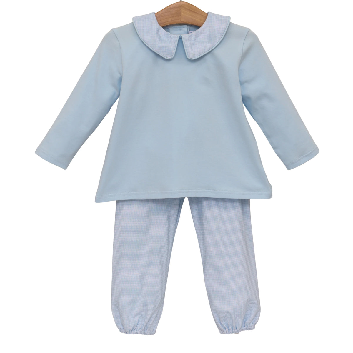 Archie Bloomer Pant Set Light Blue Microgingham