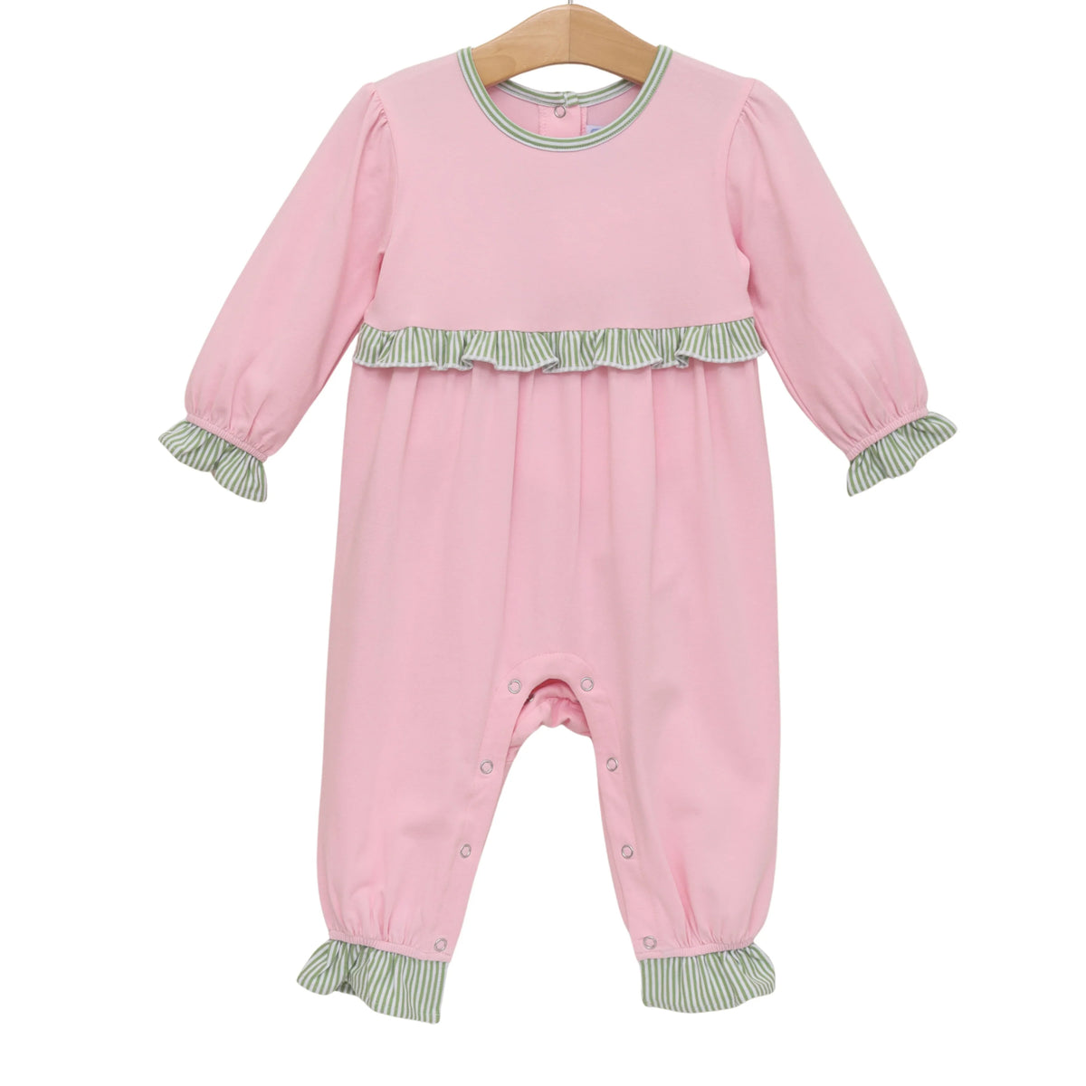 Mila Romper Green Stripe/Pink