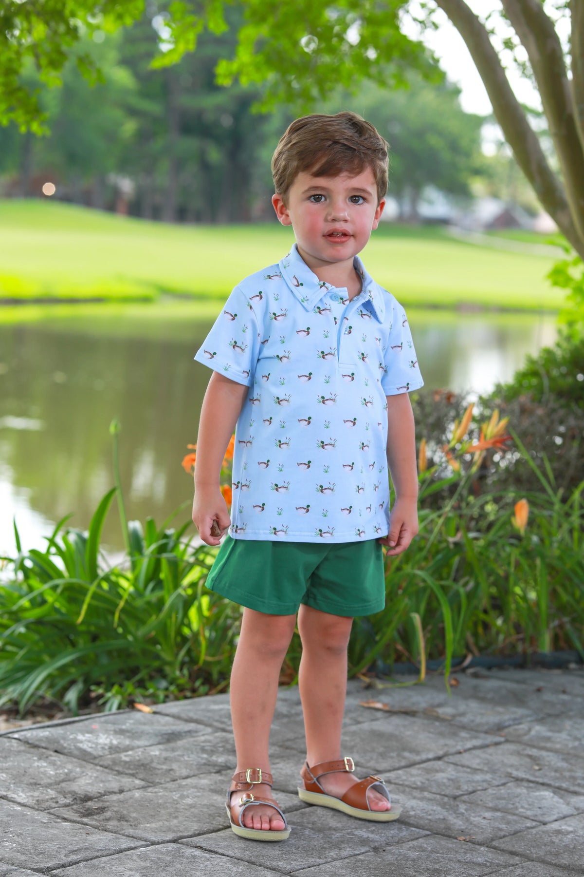 DUCKS IN A ROW POLO SHORT SET