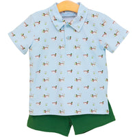 DUCKS IN A ROW POLO SHORT SET