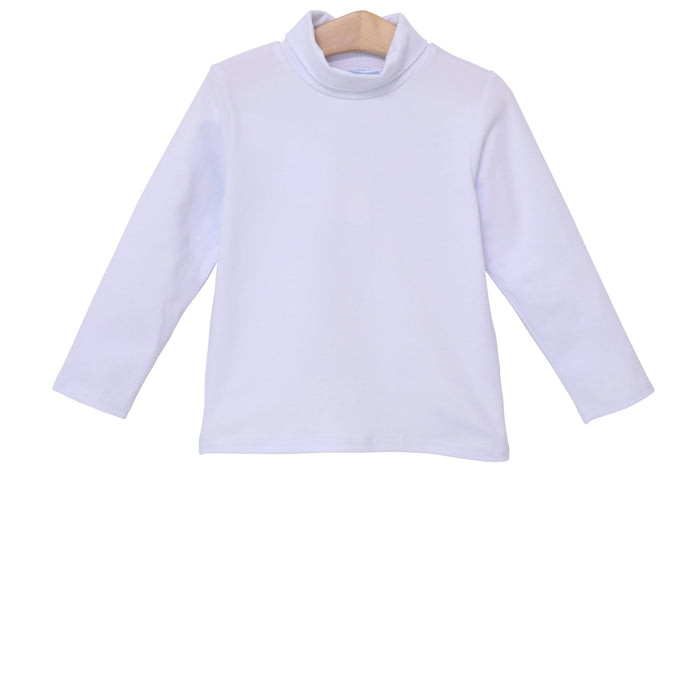 White long-sleeve shirt on a wooden hanger against a white background