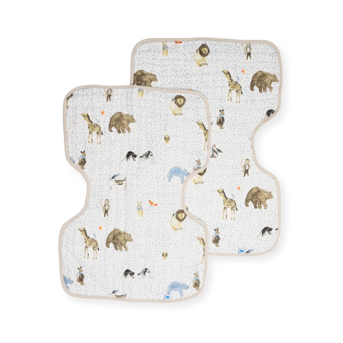 LITTLE UNICORN MUSLIN COTTON BURP CLOTH 2 PACK PARTY ANIMALS