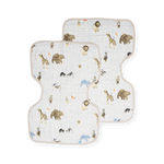 LITTLE UNICORN MUSLIN COTTON BURP CLOTH 2 PACK PARTY ANIMALS