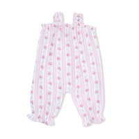 WINDING ROSES STRIPE RUFFLY STRAP OVERALL