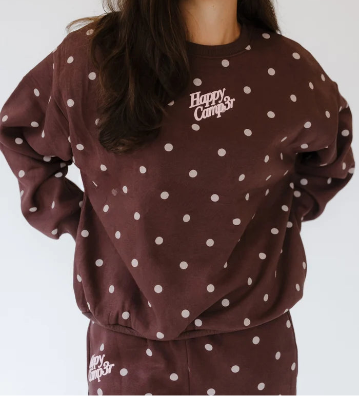 Happy Camp3r Cocoa Dot Youth Crewneck