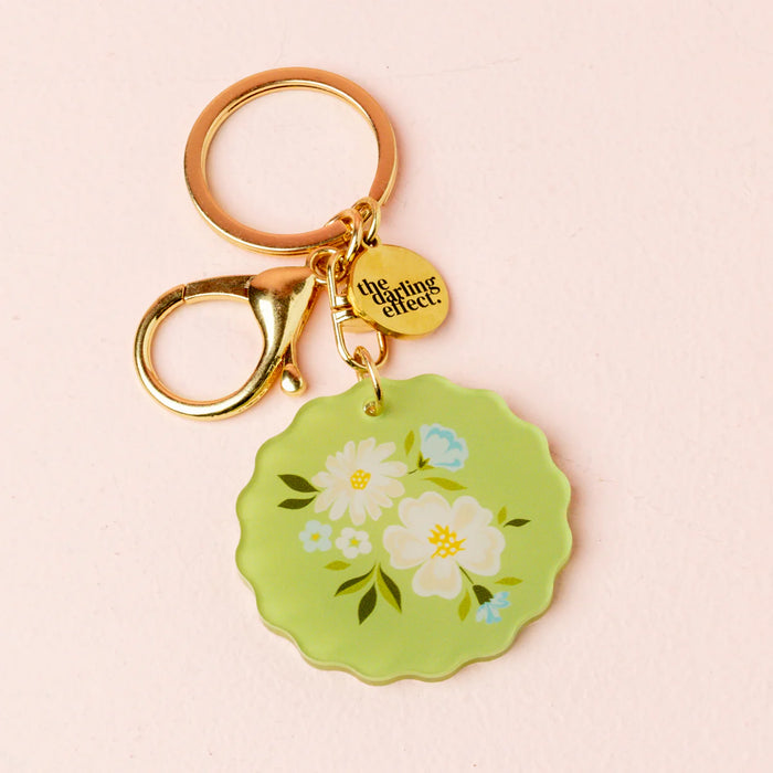 ACRYLIC KEYCHAIN DAINTY FLORAL SAGE