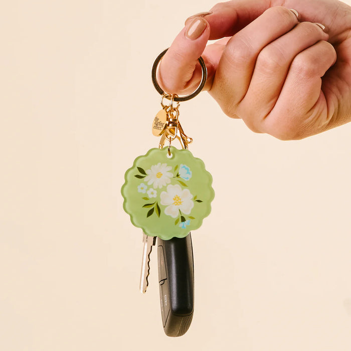 ACRYLIC KEYCHAIN DAINTY FLORAL SAGE